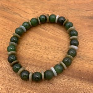 Solid Jade Beaded Stretch Bracelet